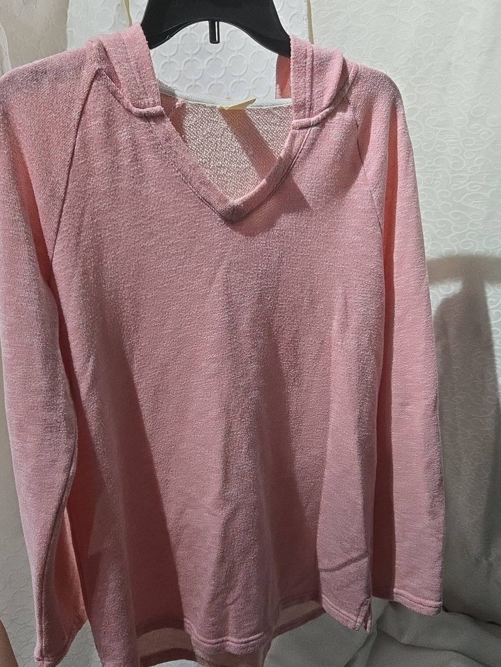Faded Glory Light Pink V-Neck Hoodie Sweater